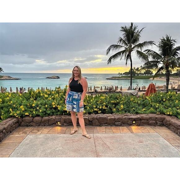 SOLEIL SOLEIL Blue Graphic Print 100% Cotton Pull-On Overswim Shorts size 1 - Picture 9 of 10